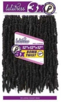 Sensationnel Synthetic Lulutress Crochet Braid - 3x Bomb Twist 12 Inch [Pre-Looped]