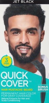 KISS Quick Cover Hair Mustache Beard - Jet Black