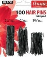 Annie Black Hair Pins Ball Tipped and Crimped - 100pc
